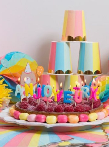 joyeux anniversaire en bougies multicolores