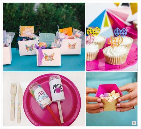 decoration mariage cadeau invites goodie bags cupcake push pop boite dragees polygone