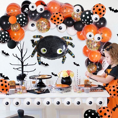 arche de ballons orange et noir halloween