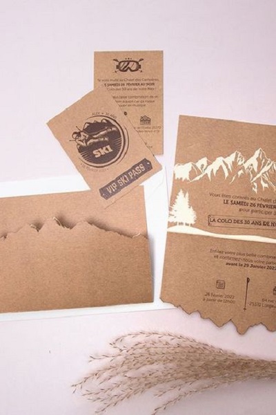 invitation mariage kraft montagne en relief