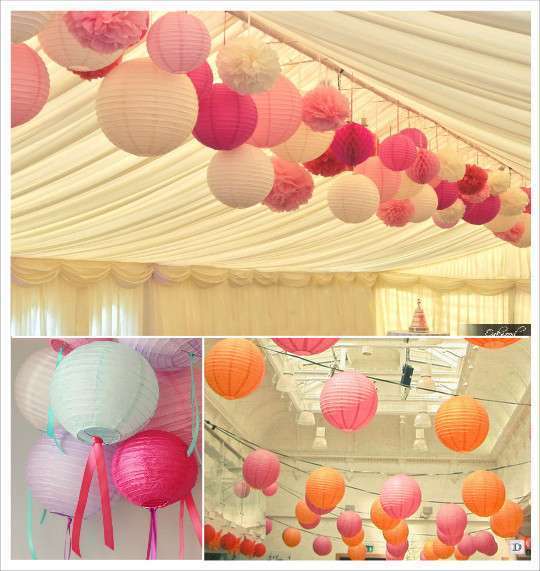 decoration mariage plafond lampion en papier