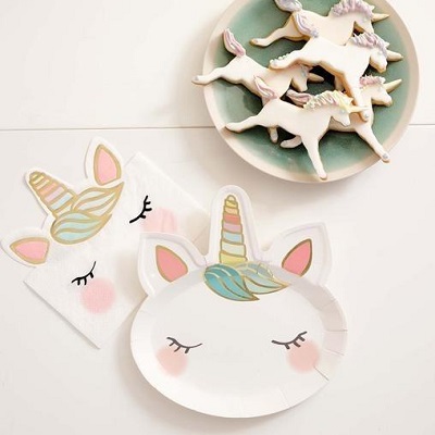 assiette en carton licorne