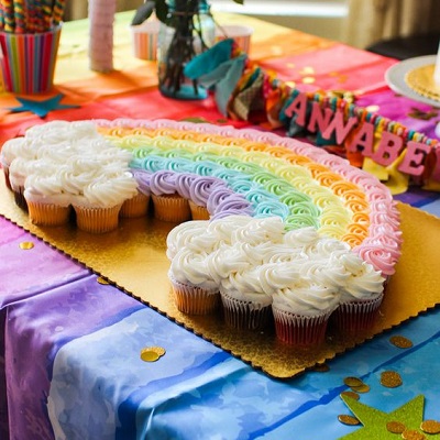 cupcake couleur arc en ciel deco anniversaire candy bar