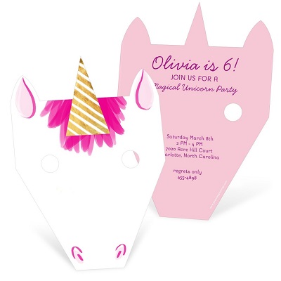 carte invitation anniversaire licorne masque