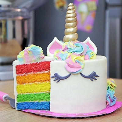 TD® Décoration gâteau licorne anniversaire fille arc-en-ciel fait