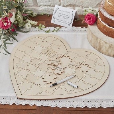 puzzle mariage livre d'or en bois