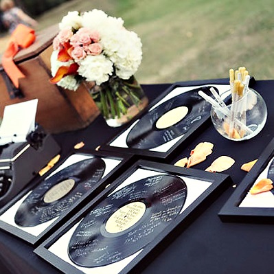 livre d'or mariage disque vinyl theme musique