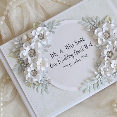 livre d'or mariage fleurs en papier