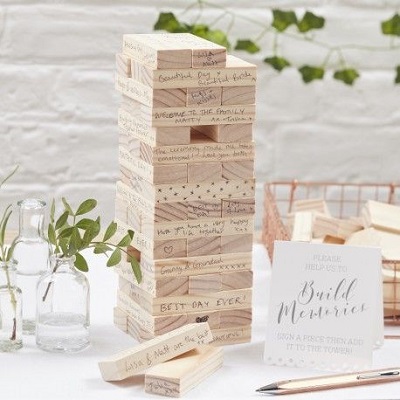 livre d'or mariage jeu de jenga e bois