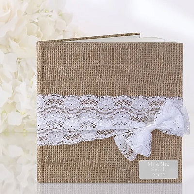 livre d'or mariage toile de jute