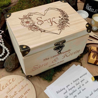 coffret personnalisé livre d'or mariage en bois gravé