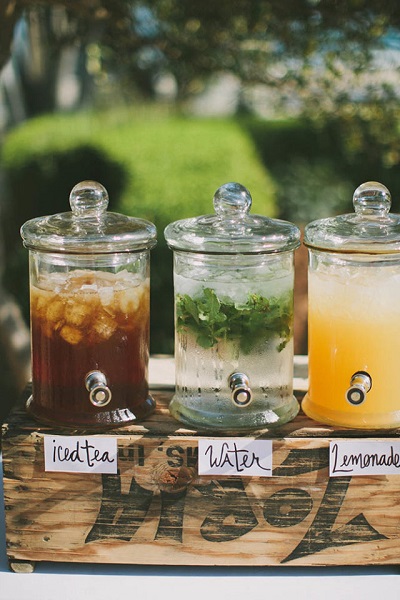 bar à eau boisson pour mariage d'été