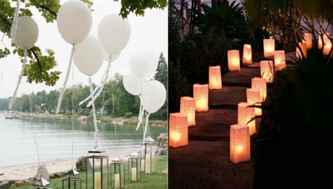 decoration mariage exterieur ballon sac lanterne sol