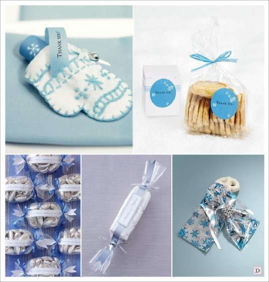 mariage hiver pochon dragees moufle bonbon sachet cellophane