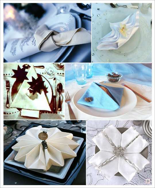 mariage hiver pliage serviette sapin flocon noeud