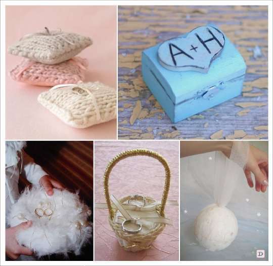 mariage hiver porte alliances panier coffre bois boule neige