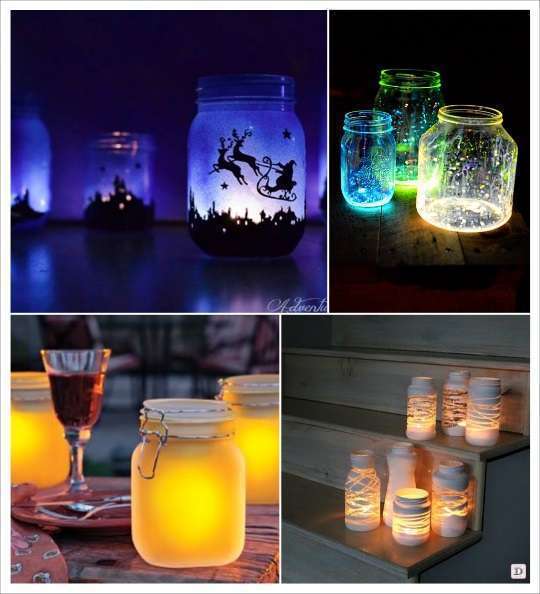 deco mariage mason jar photophore peinture fluo formes