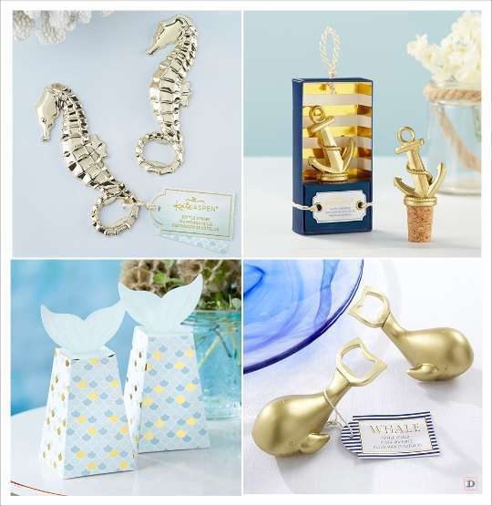 cadeaux invités mariage mer décapsuleur hippocampe baleine bouchon stopper ancre boite dragées sirene