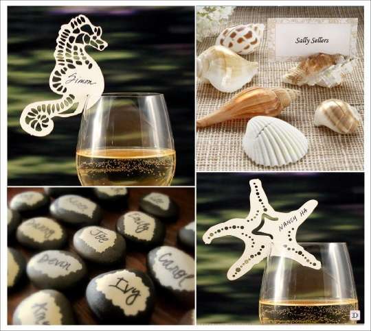 decoration mariage mer marque place galet coquillage hippocampe