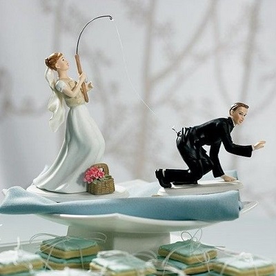 figurine mariage canne a peche comique