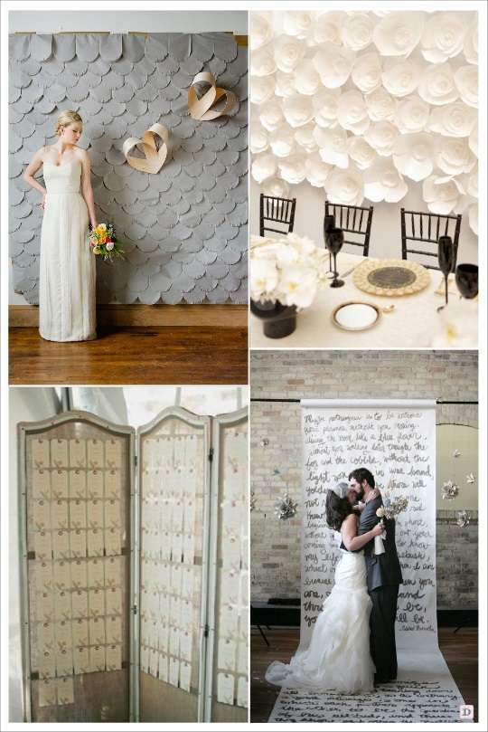 decoration salle mariage cacher un mur ecaille en papier fleur paravent