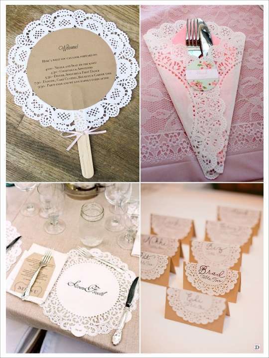 idées déco diy napperons dentelle papier menu pochette à couverts marque place