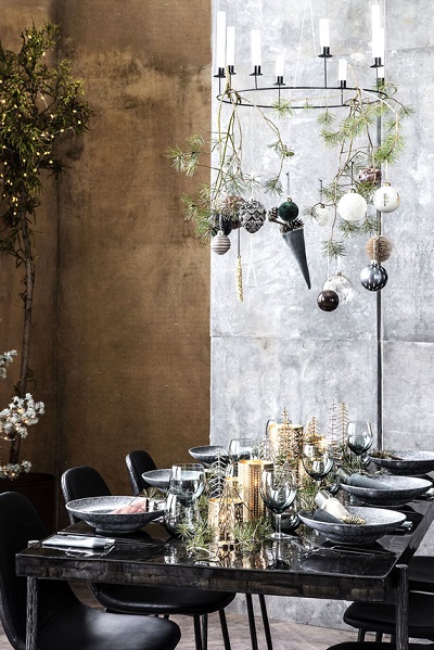 decoration de table pour noel noir or argent