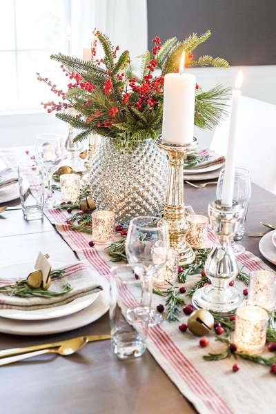 decoration de table noel rouge et or traditionnel