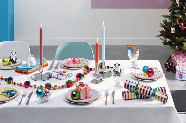 deco de table multicolore pour noel inspiration