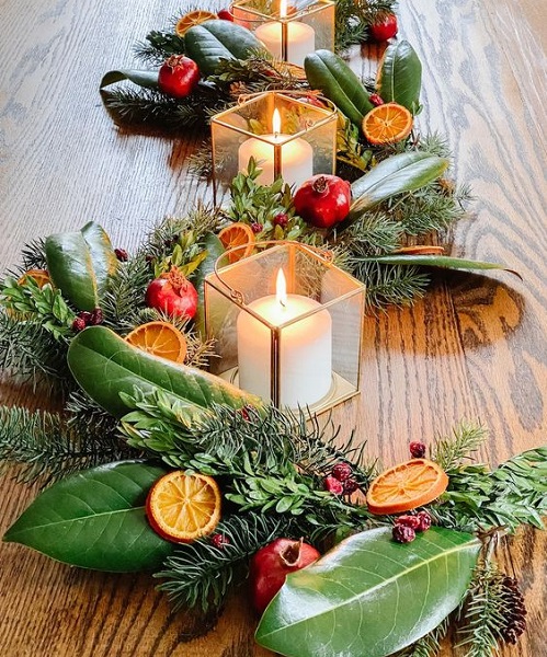 decoration de table noel avec des oranges séchées