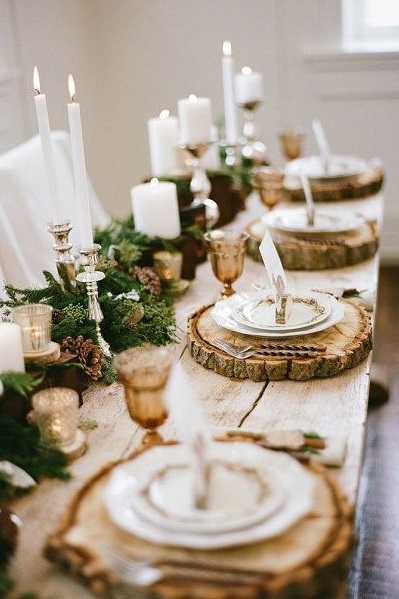 deco de table de noel rustique rondin de bois