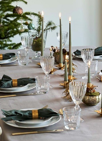 decoration table de noel nuance vert