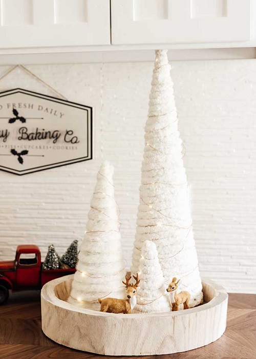 sapin de noel en laine cone diy