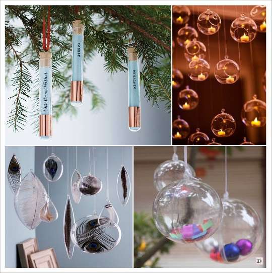 decoration noel a suspendre eprouvette verre boule plexiglas boule en verre ouverte photophore