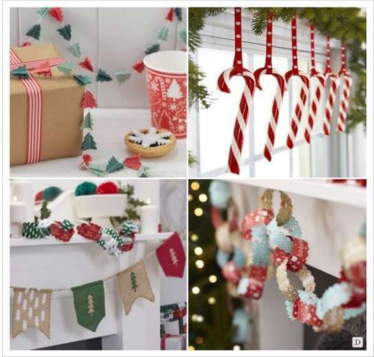 decoration noel a suspendre guirlande sapin sucre d'orge banniere toile de jute