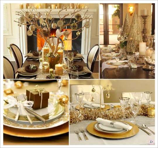 decoration table noel or dore arbre de table cone boite cadeau