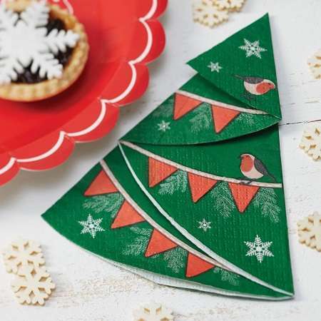 Pliage de serviette de table en forme de sapin de Noël, plier une