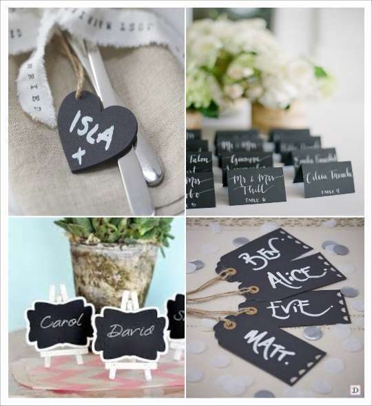 decoration mariage noir et blanc marque place carton ardoise