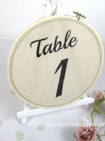 tambour à broder numéro table mariage