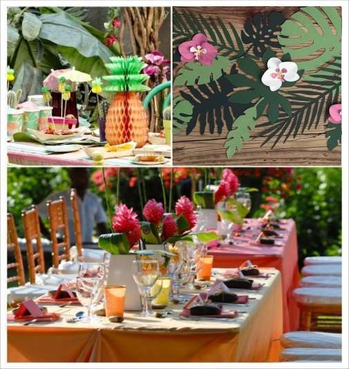 decoration mariage tropical decoration table ananas fleurs exotiques