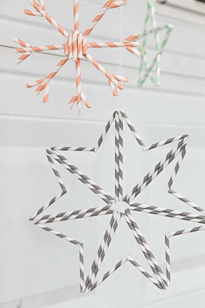 suspension decorative noel en paille diy