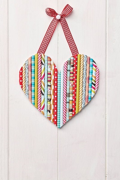 suspension décorative coeur avec pailles en papier