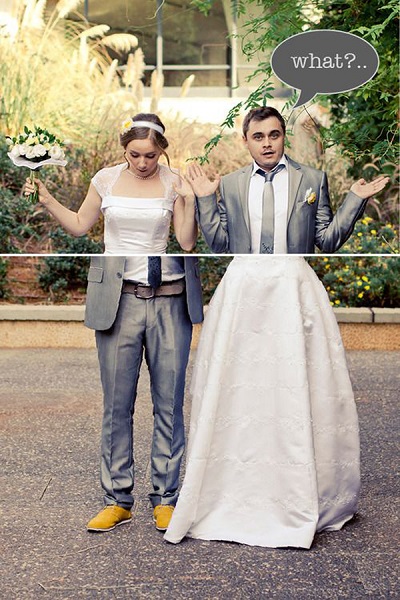 photo mariage insolite corps inverse