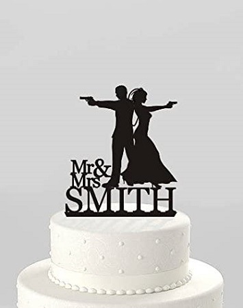 cake topper mariage plexiglas silhouette espion film