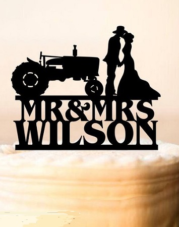 figurine mariage agriculteur tracteur en plexiglas