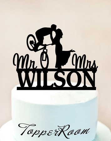 cake topper mariage plexi vélo sport