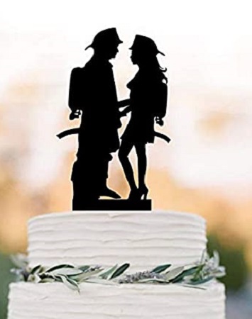 figurine mariage pompier pic gateau