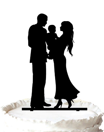 figurine mariage couple avec bébé pour gateau