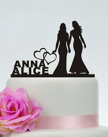 pic gateau mariage plexiglas couple lesbien