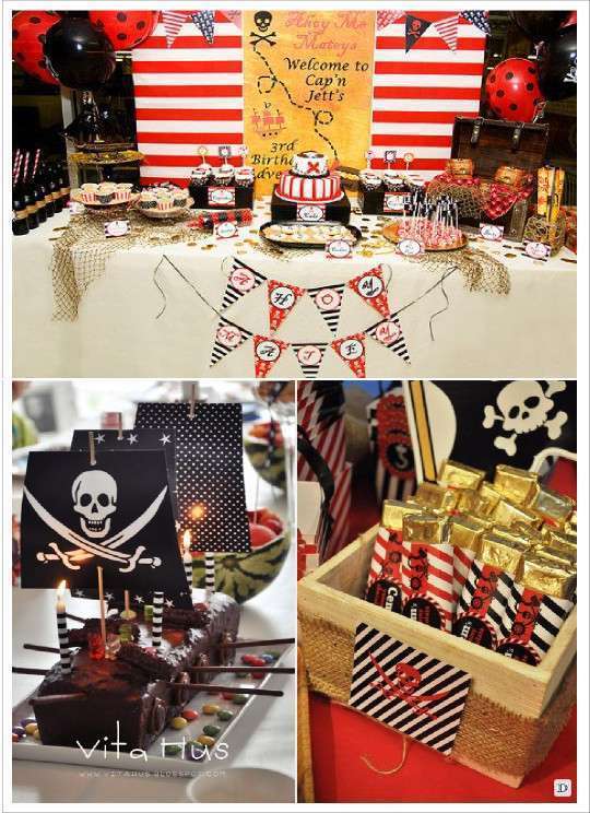 anniversaire_garçon_pirates_candy_bar_lingot or gateau bateau